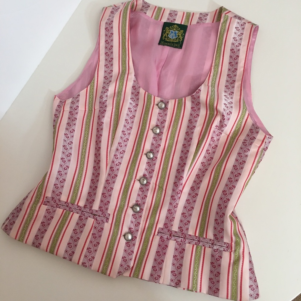 Vintage Cottagecore Corset Top Vest Pastel Pink Made in Germany Barbiecore